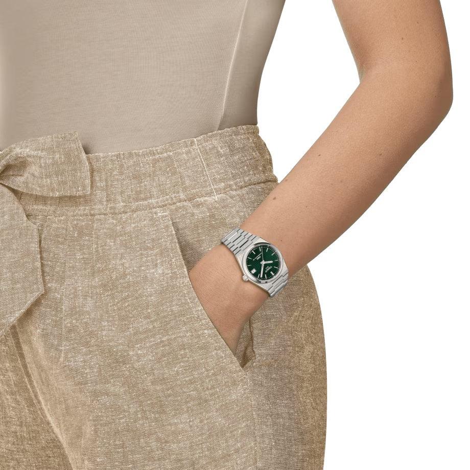 Tissot klocka PRX Powermatic 80 35mm grön automatstål T137.207.11.091.00 - Capodagli 1937