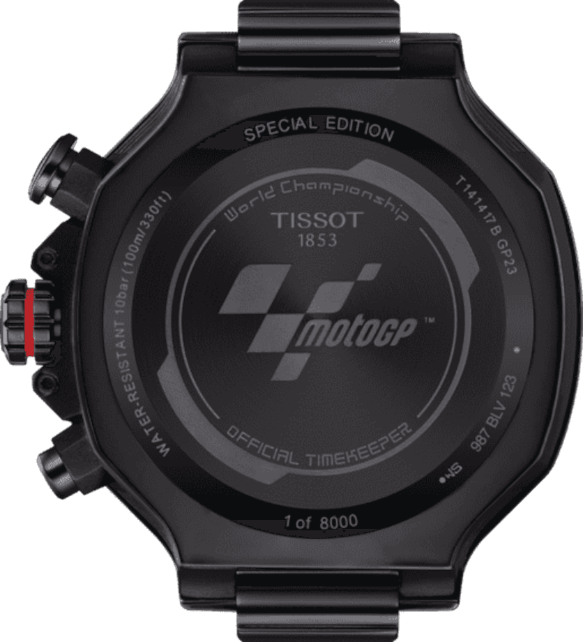 Tissot klocka T-Race MotoGP Chronograph 2023 Limited Edition 8000 stycken 45mm svart stål svart PVD finish quartz T141.417.37.057.01 - Capodagli 1937