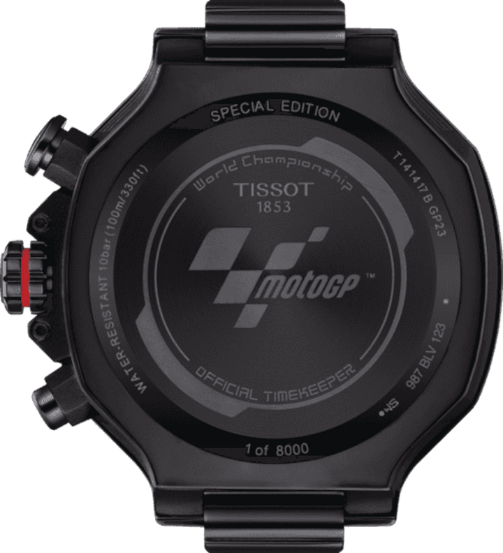 Tissot klocka T-Race MotoGP Chronograph 2023 Limited Edition 8000 stycken 45mm svart stål svart PVD finish quartz T141.417.37.057.01 - Capodagli 1937