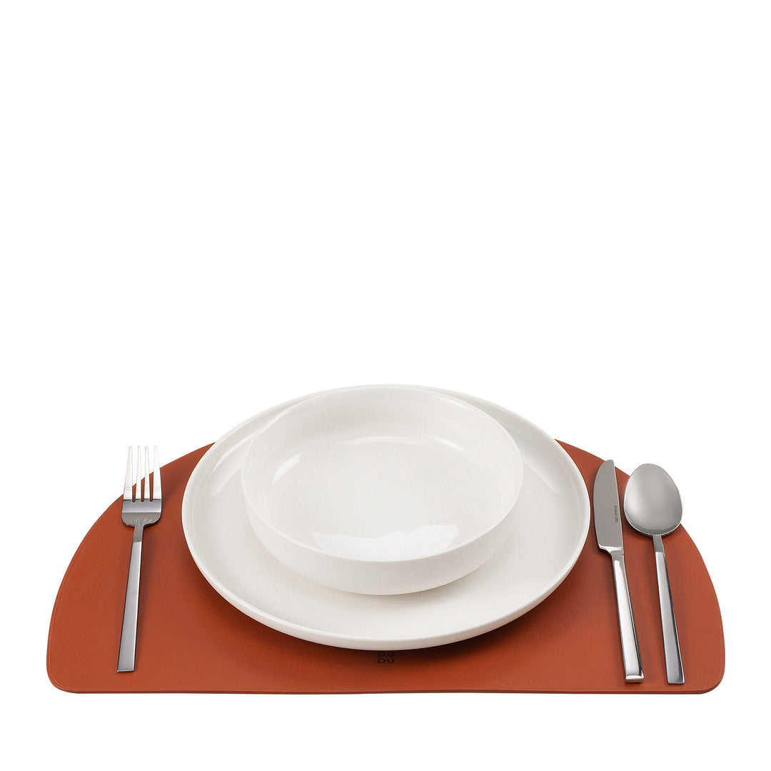DUDU Amerikaanse lederen placemat, ontbijtlunchplacemats, dubbelzijdig, antislip, halve maan 44x30 cm, tweekleurig