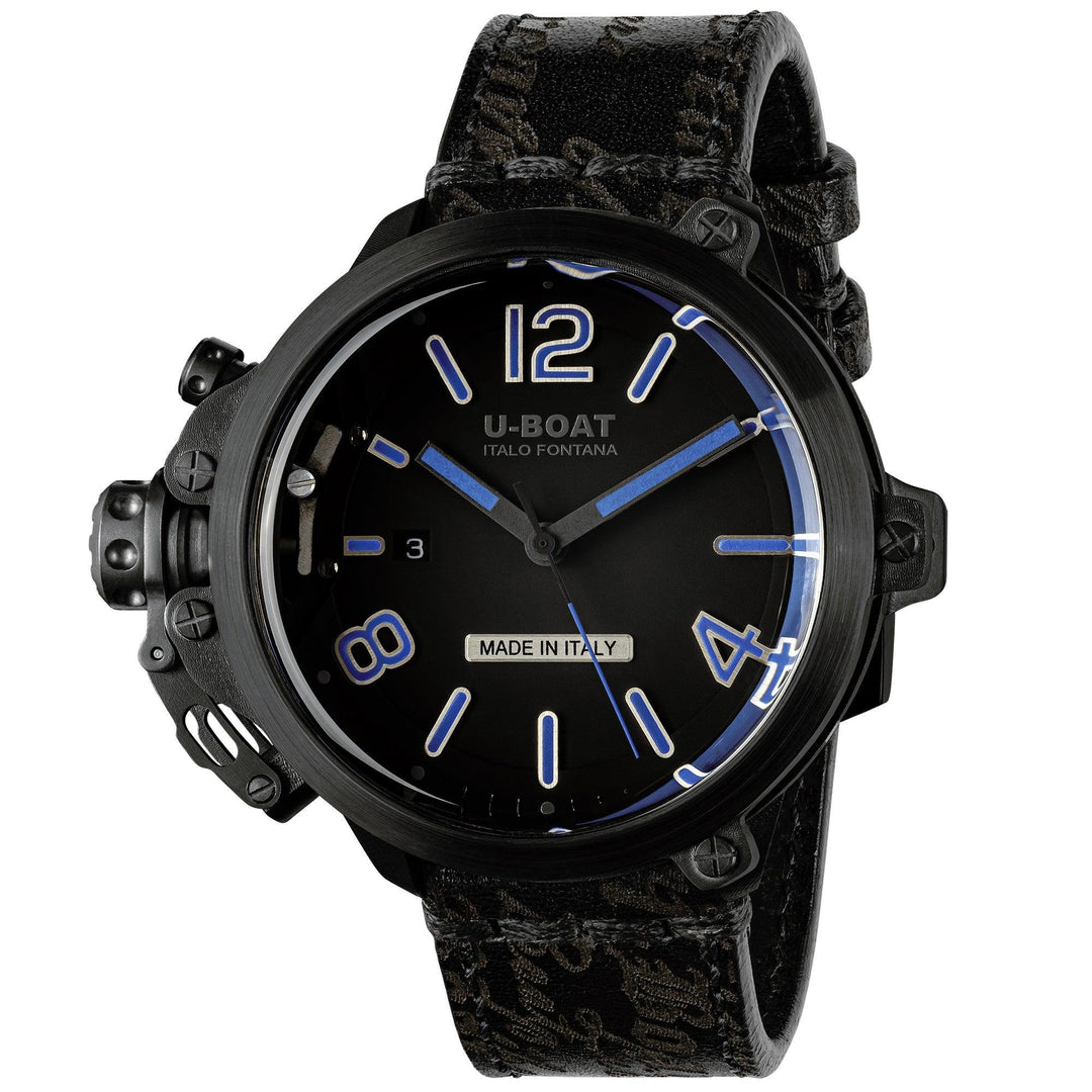 U-Boat kapselikello PVD BK BL 50mm rajoitettu erä automaattinen teräs musta PVD viimeistely 8806 - Capodagli 1937