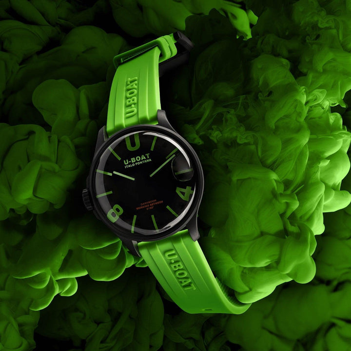 U-BOAT-Uhr Darkmoon BK Green PVD 44 mm, schwarzer Quarzstahl, schwarzes PVD-Finish 9534/A – Capodagli 1937