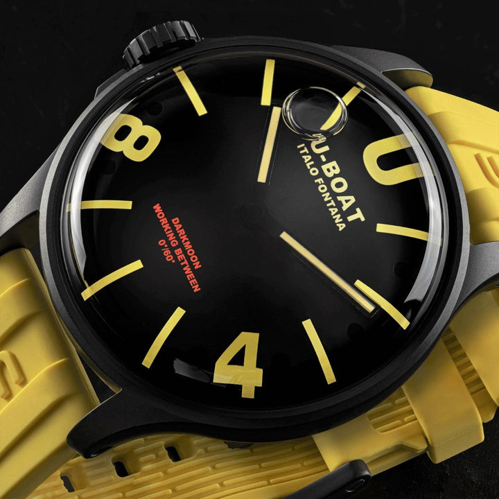 U-BOAT-Uhr Darkmoon BK Yellow PVD 44 mm schwarzer Quarzstahl schwarz PVD-Finish 9522/A – Capodagli 1937