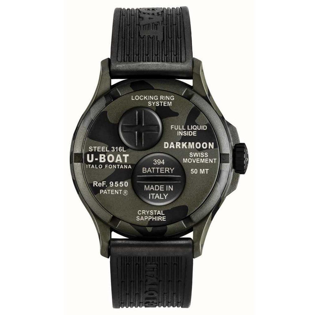 U-BOAT-Uhr Darkmoon Camuflage grau 44 mm Quarzstahl PVD-Finish grau 9550 – Capodagli 1937