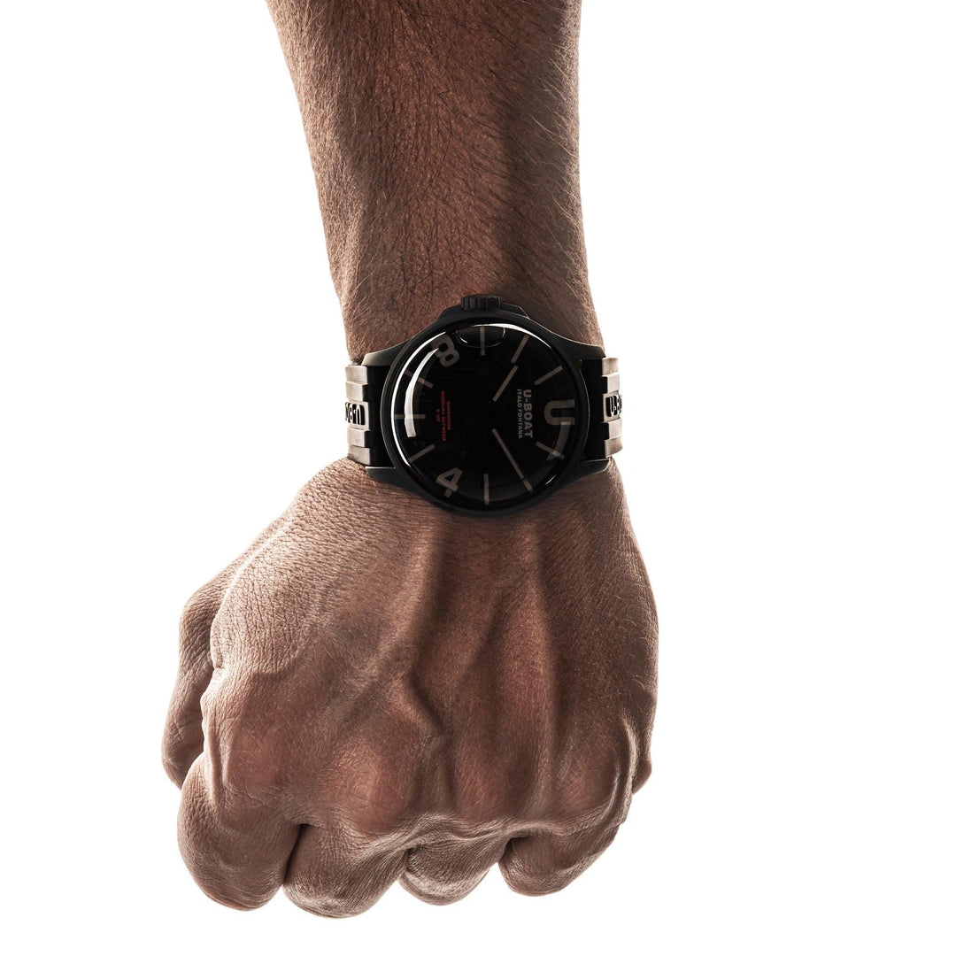 U-BOAT-Uhr Darkmoon Grey Curved Camouflage 44 mm schwarzer Quarzstahl mit Tarnfinish 9553 – Capodagli 1937