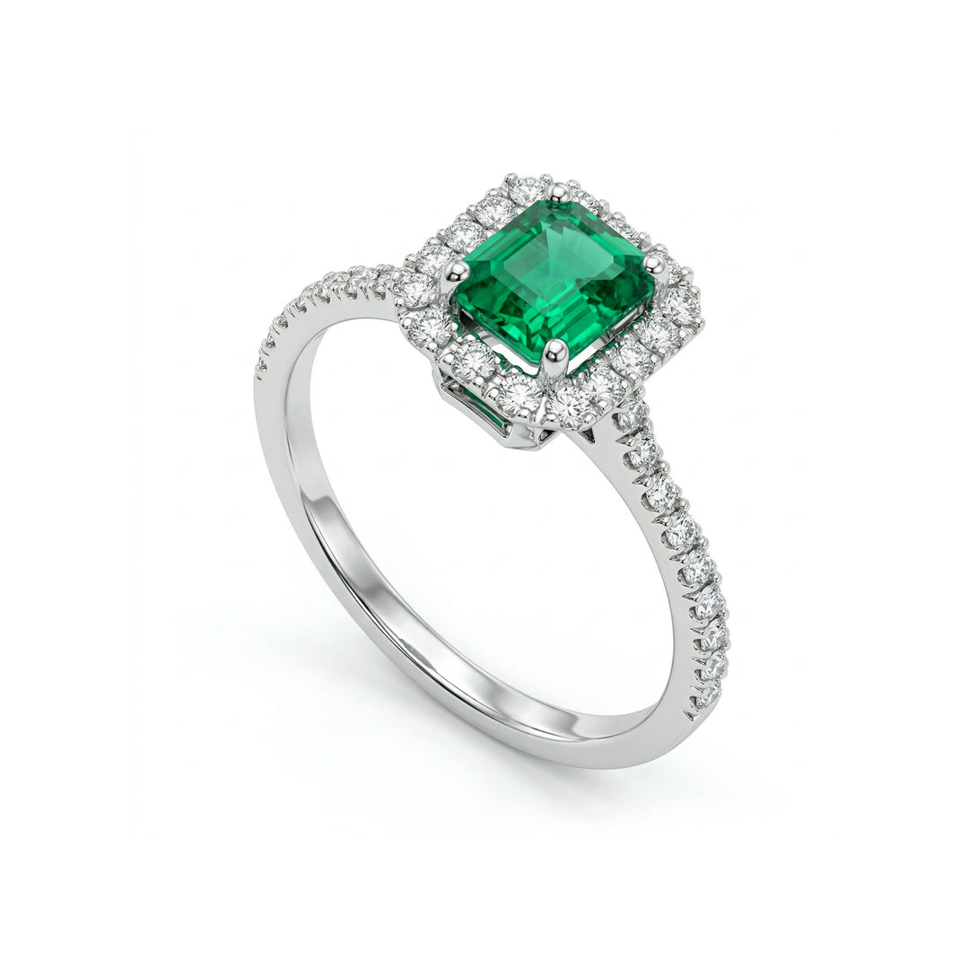 Anel de esmeralda octogonal Golay 6x5 e contorno de diamante ACLC072DISM1-23213110001
