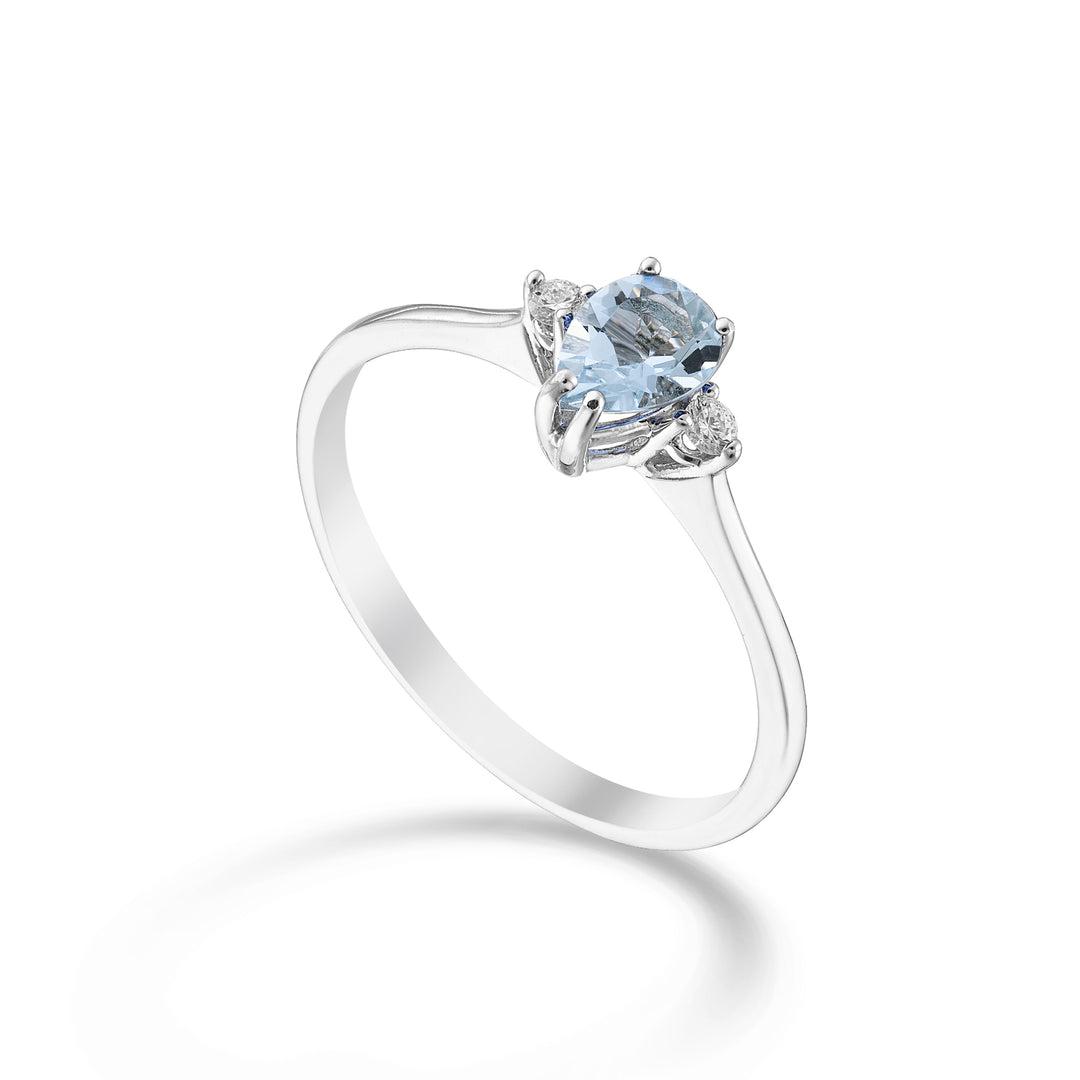 Mikiko an 18k aquamarine drop 6x4 and side diamonds MA5217O4AM