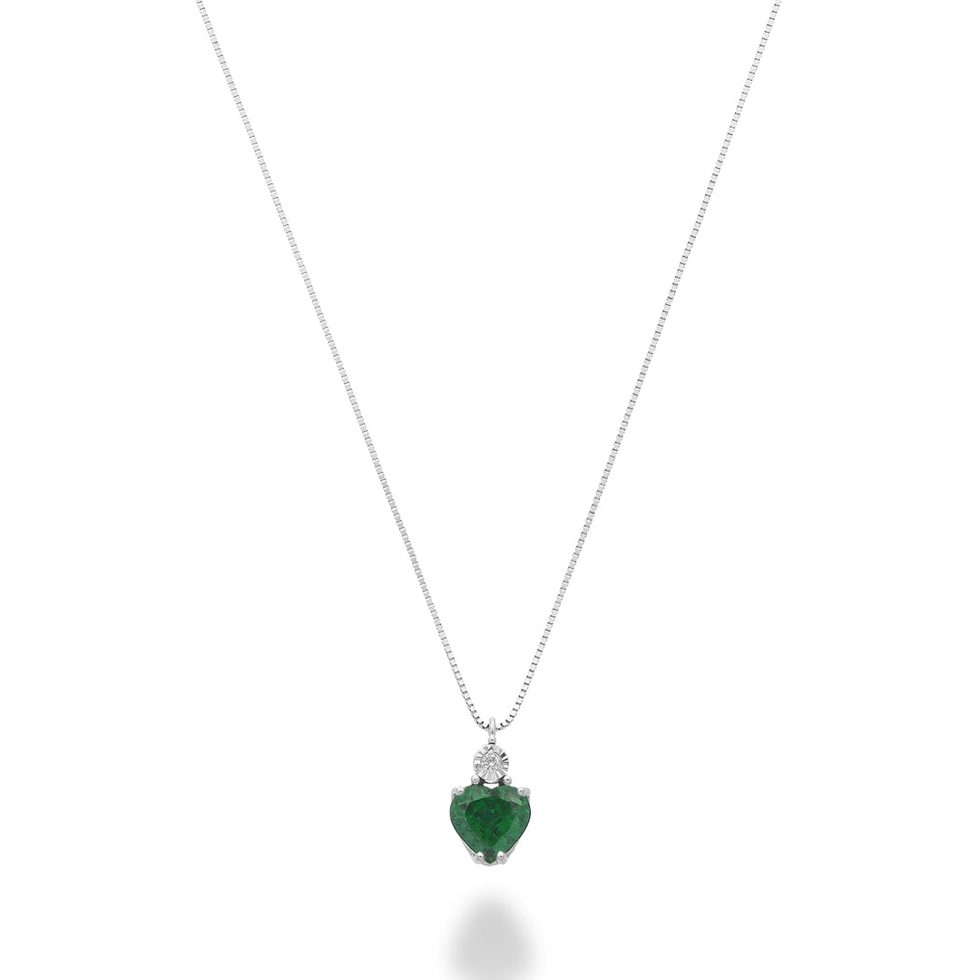 Mikiko cl 18k smaragd n. 5x5 hjärta med diamant MD5195O4SMN031
