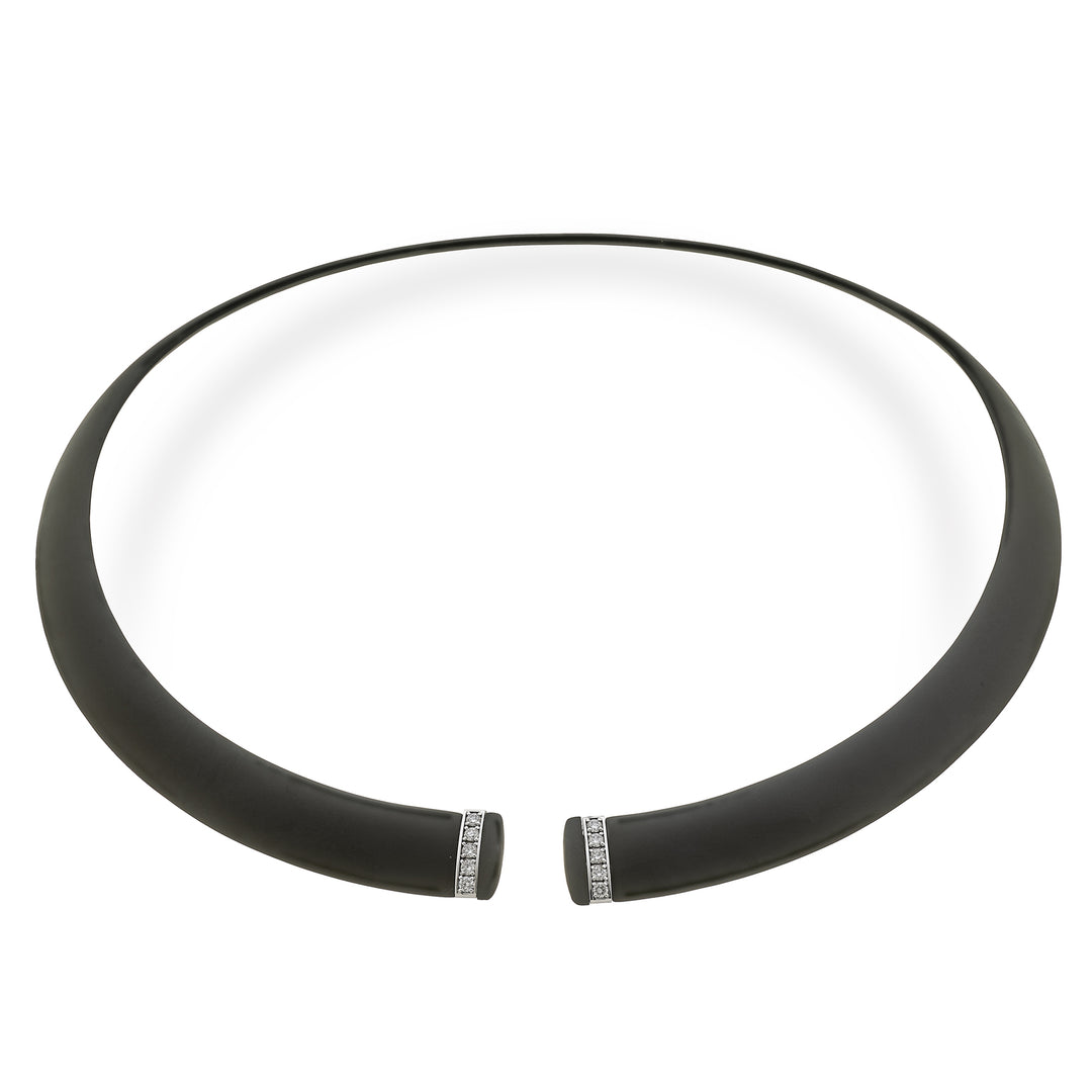 Gargantilla Golay de titanio negro con elementos de oro blanco de 18 quilates, engastada con diamantes, tamaño mediano GD013O4DINE_M