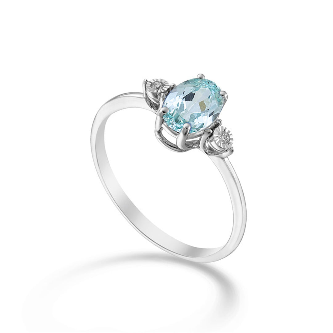 Nihama, ein 18 Karat ovaler Paraiba-Turmalin 7x5 und seitliche Diamanten NA5213O4PAR