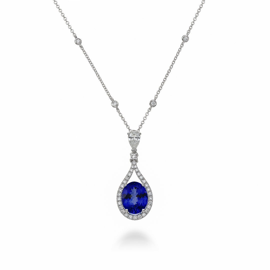 Golay oval tanzanit halskæde 10x8 og drop diam 0,30 ct PCLC136DTZ810-23018110007