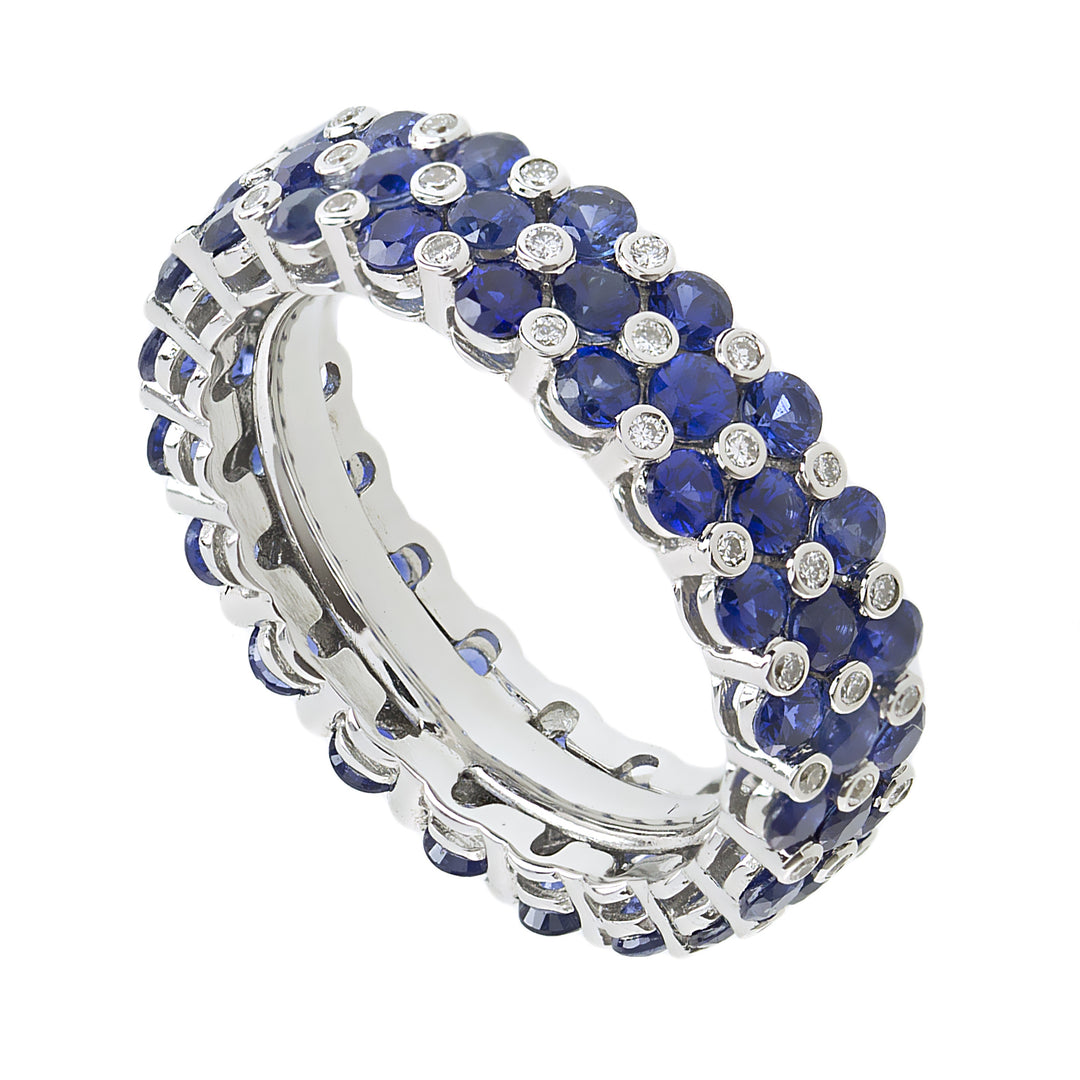 Golay 3-reihiger Ringring mit Diamanten und Saphiren AB2781BS-17355000052