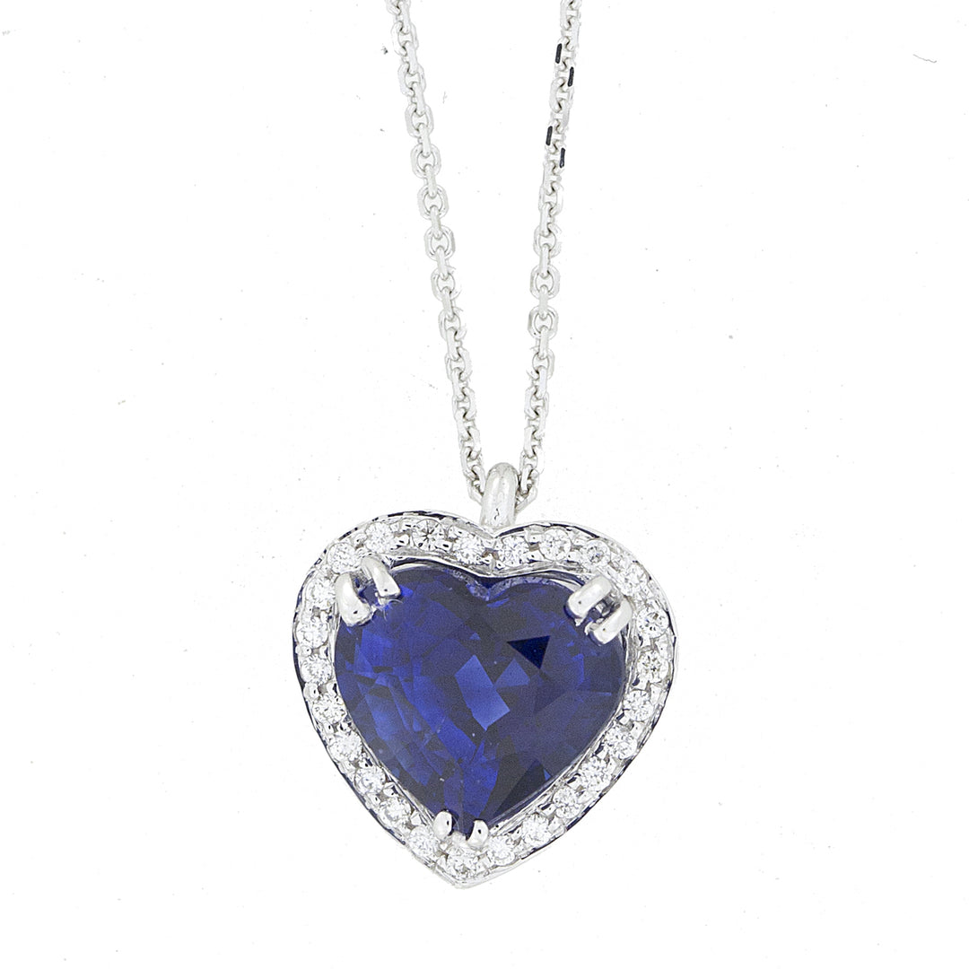 Golay-halsband med safirhänge och diamantkontur GZAFC02-24152110043