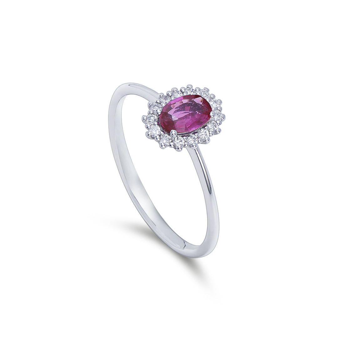 Mikiko an 18k ruby ​​n. oval 6x4 ct.0.40 diam. ct.0.13 MA5141O4RBN
