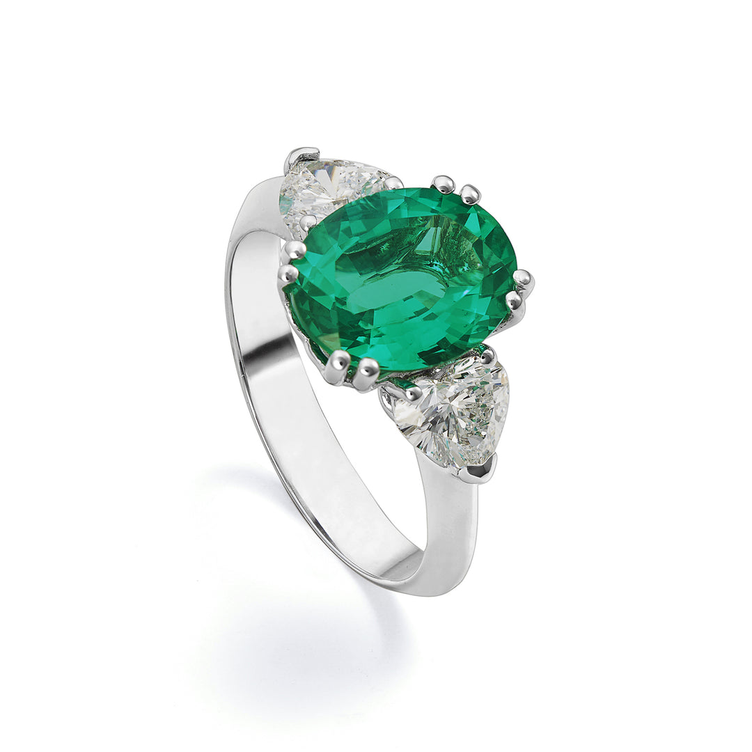 Nihama een 18kt lab g.d.hart ct.tot 0.90 smaragd lab 9x11 ct.2.57 NXDACL098DS750