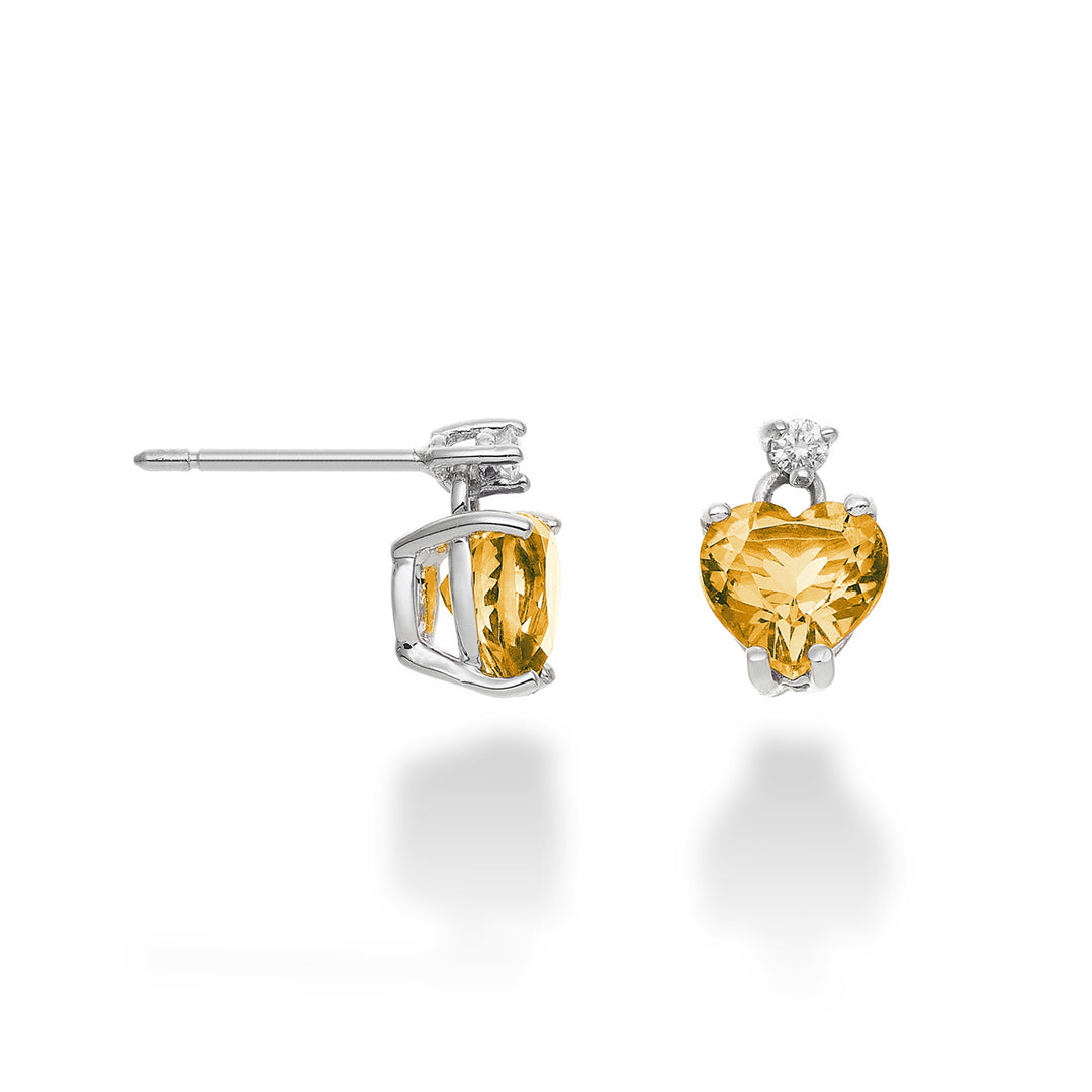 Mikiko eller 18k citrin hjerte 6x6 ct.1,20 diam. ct.0,04 MOCL198DICITR66O4