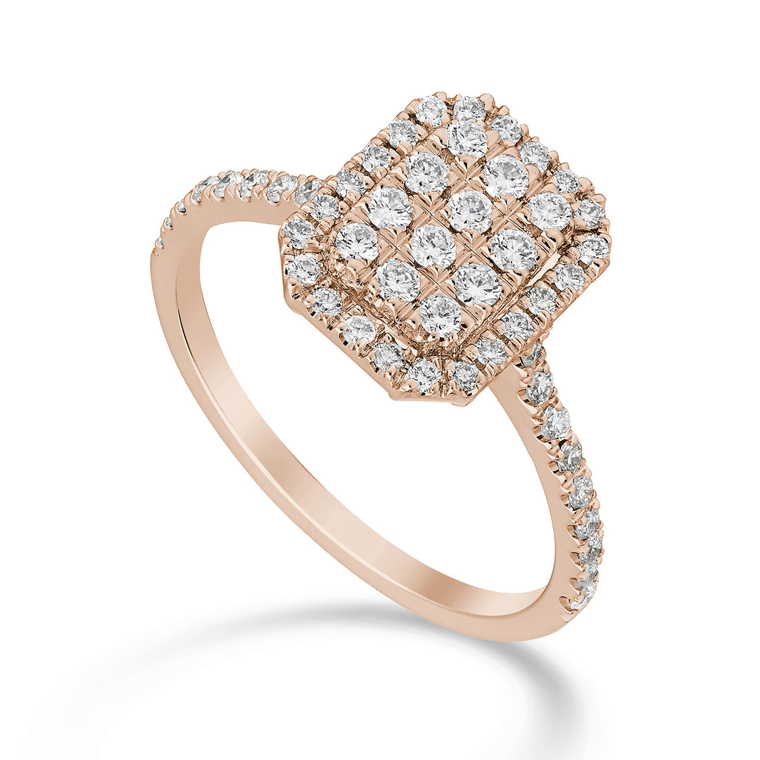 Bague multistone octogonale Golay et tige avec or rose AMPC001DIR-23088110029