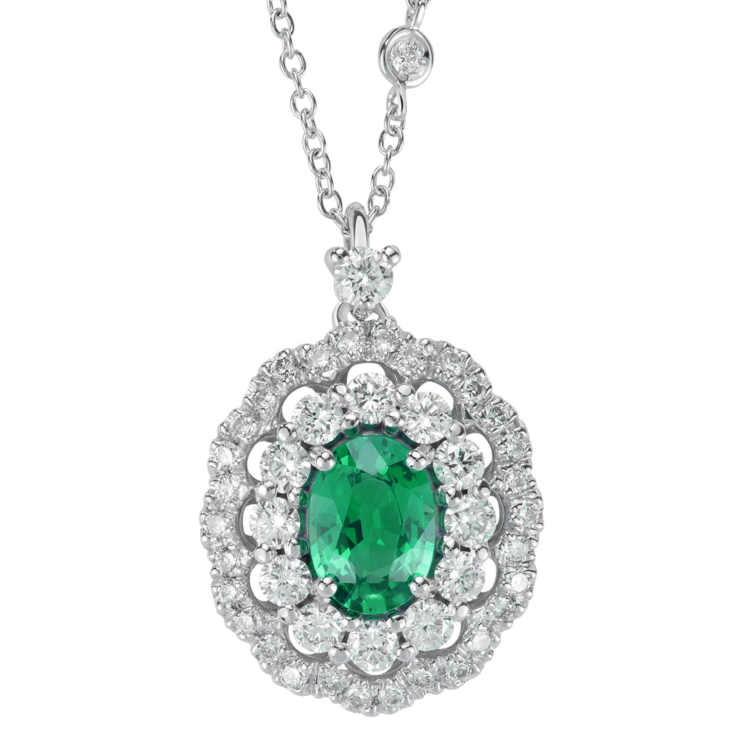 Golay ovale Smaragdkette 7x5 Doppelt. Diamanten PCLC050DISM-22158110053