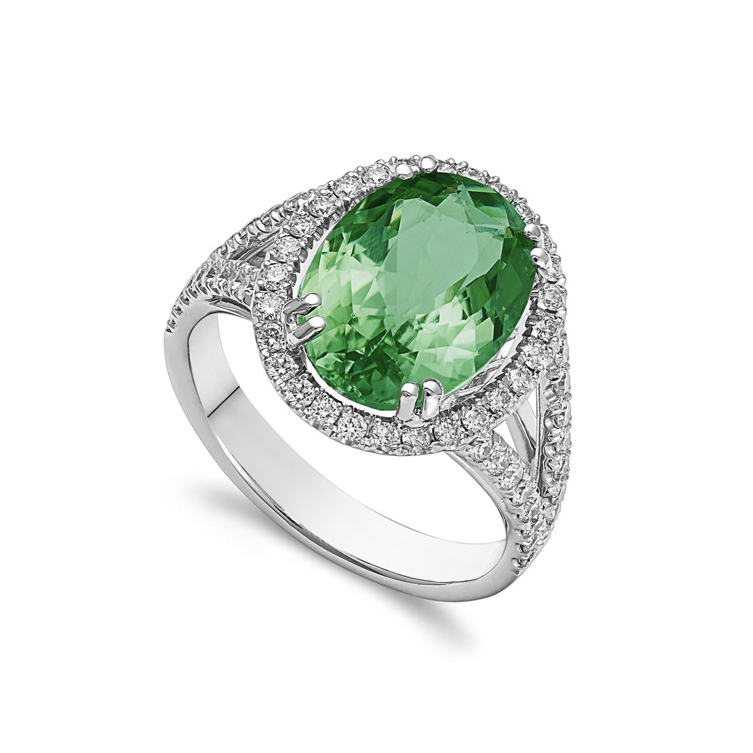 Golay oval green tourmaline ring 10x14 and diamonds ACLC068DTOG10-22216110004