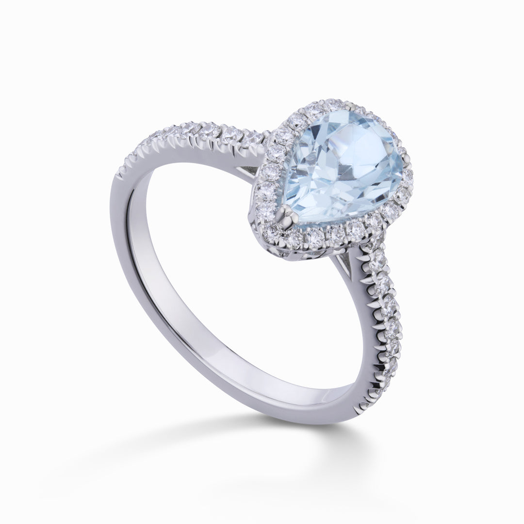 World Diamond Group Ring Aquamarin Tropfen 9x6 und Diamanten ACLC090DIAQ1-21214110020