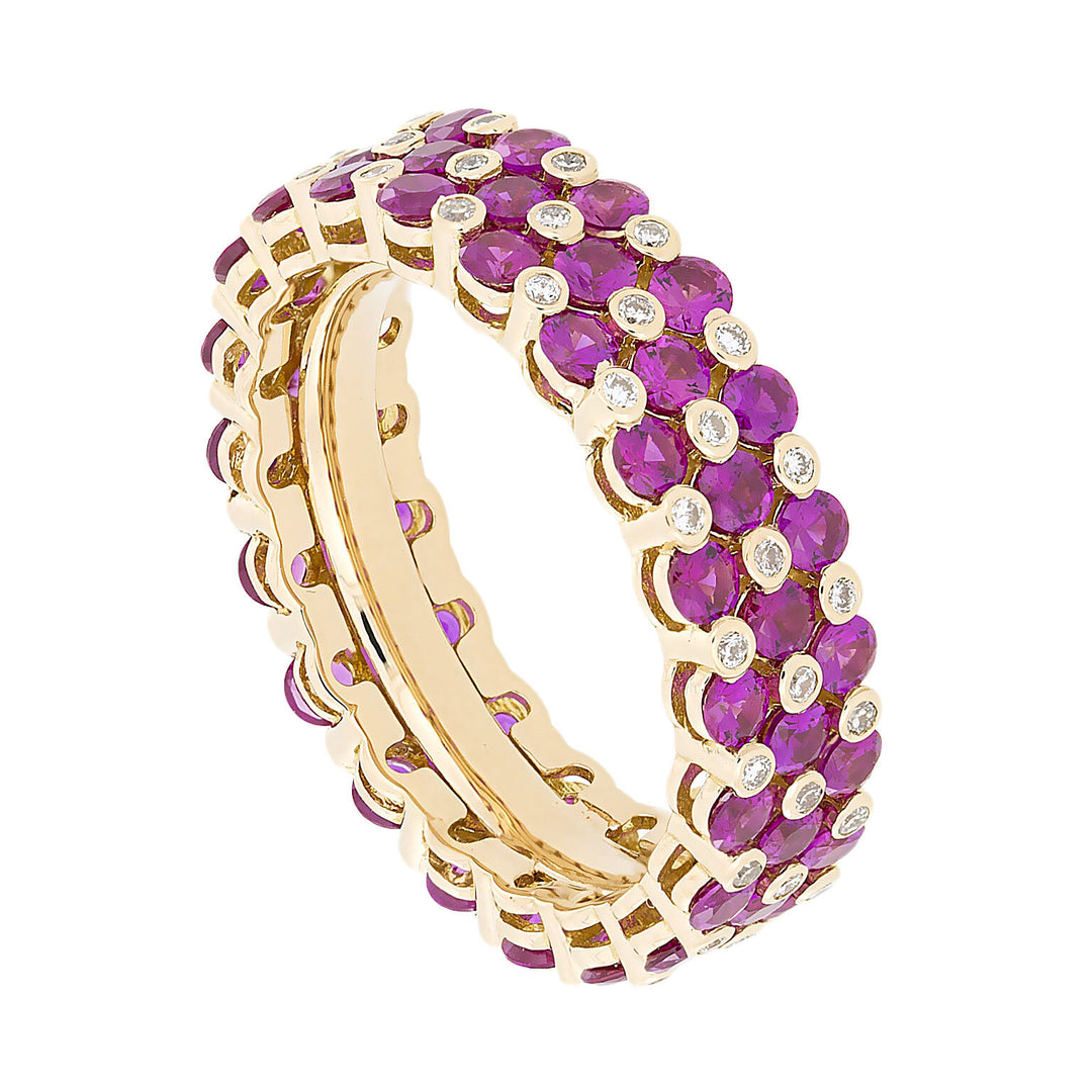 Golay 3-rijige ring met diamanten en robijnen AB2781RU-13344110026