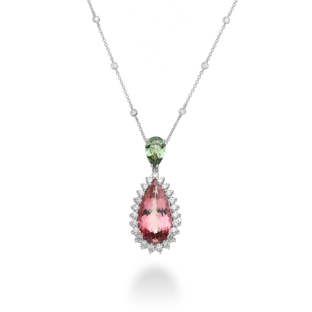 Colier Golay turmalina roz si verde cu lacrima si diam GPU04DITO-23207110005
