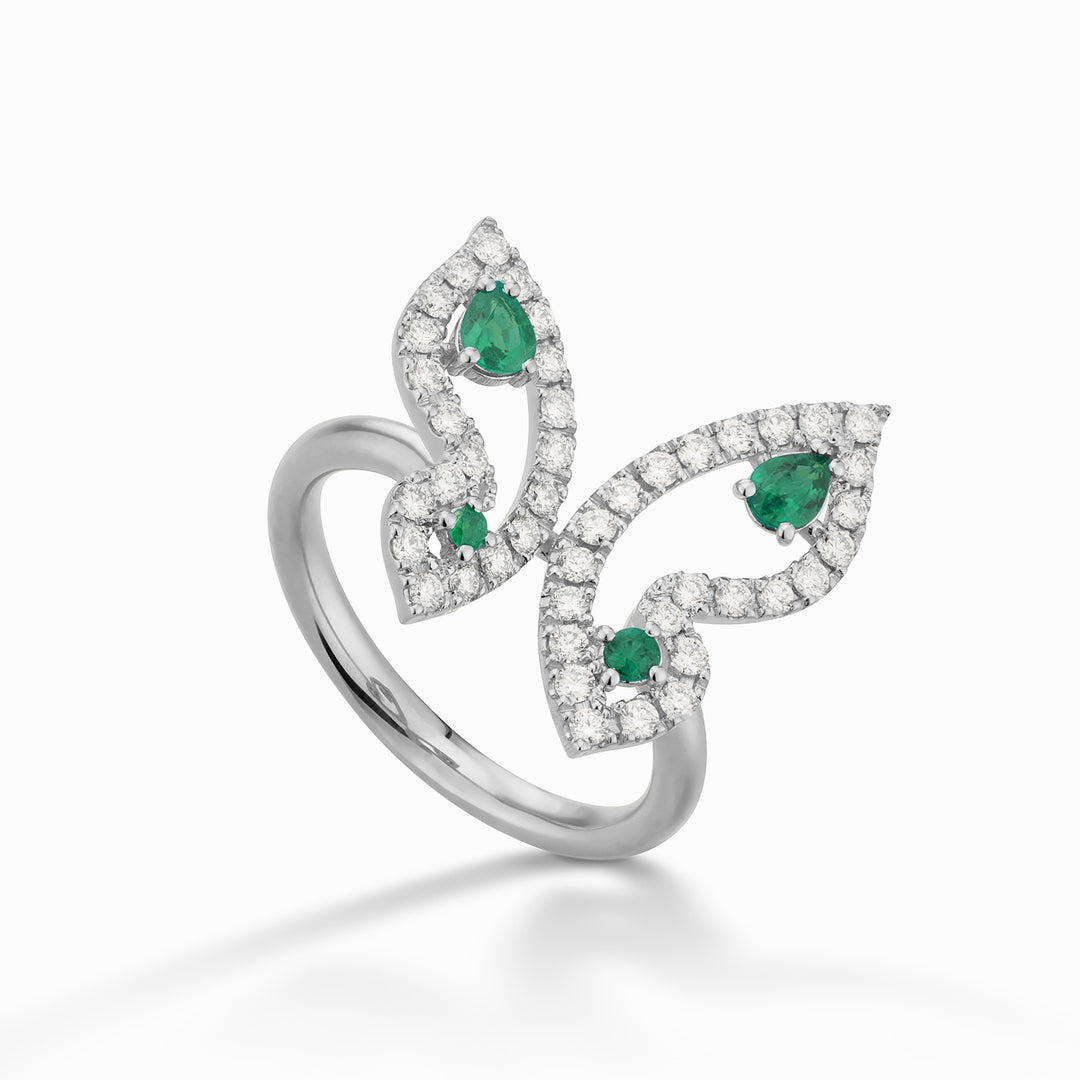 Golay mariposa malý motýlí prsten s diamanty a emerem AFFA009DISM-22259110050