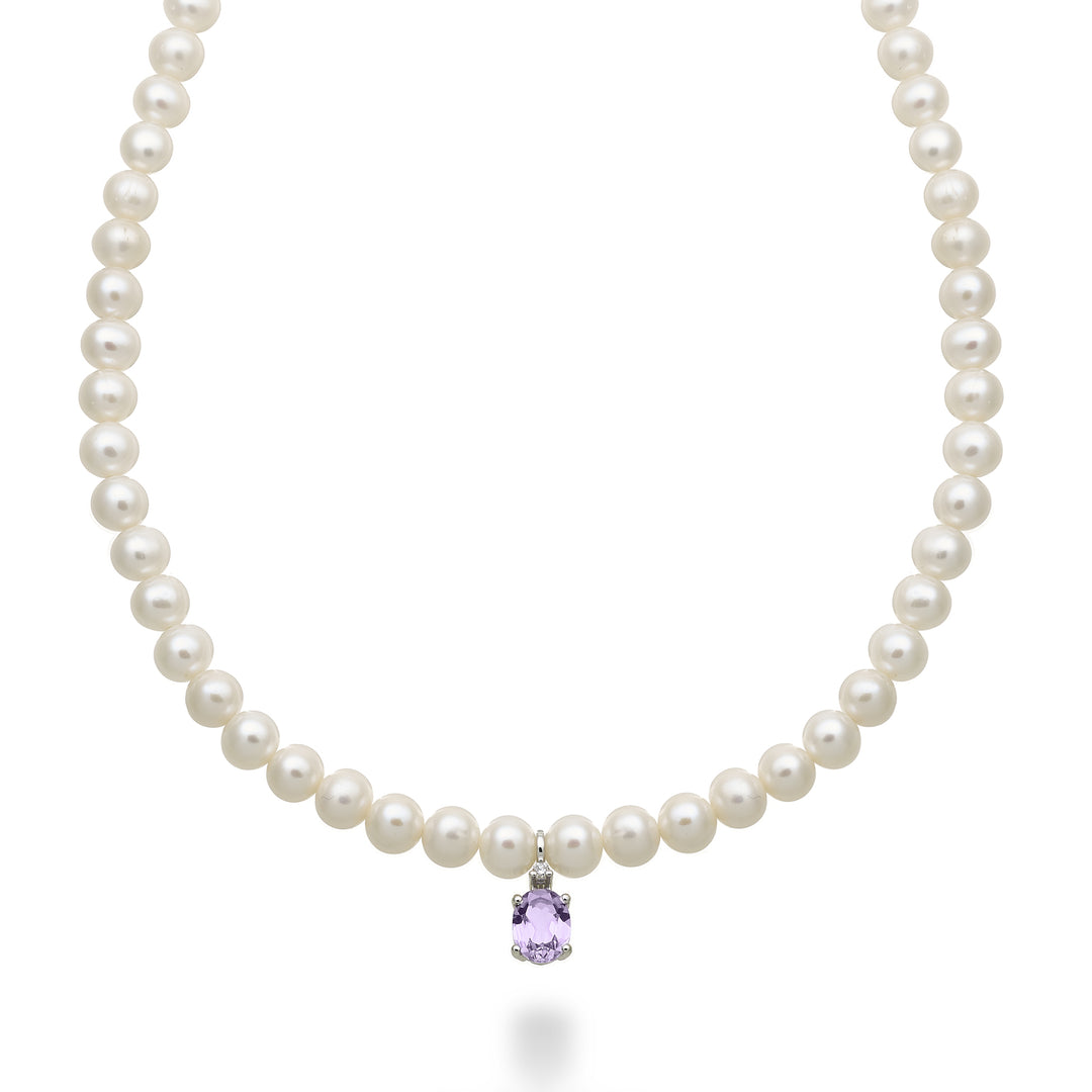 Mikiko cl 18k fw 5,5/6 ovaler Amethyst 6x8 ct.1,10 Durchm. 0,02 ct Federring MC1576O4AMET55