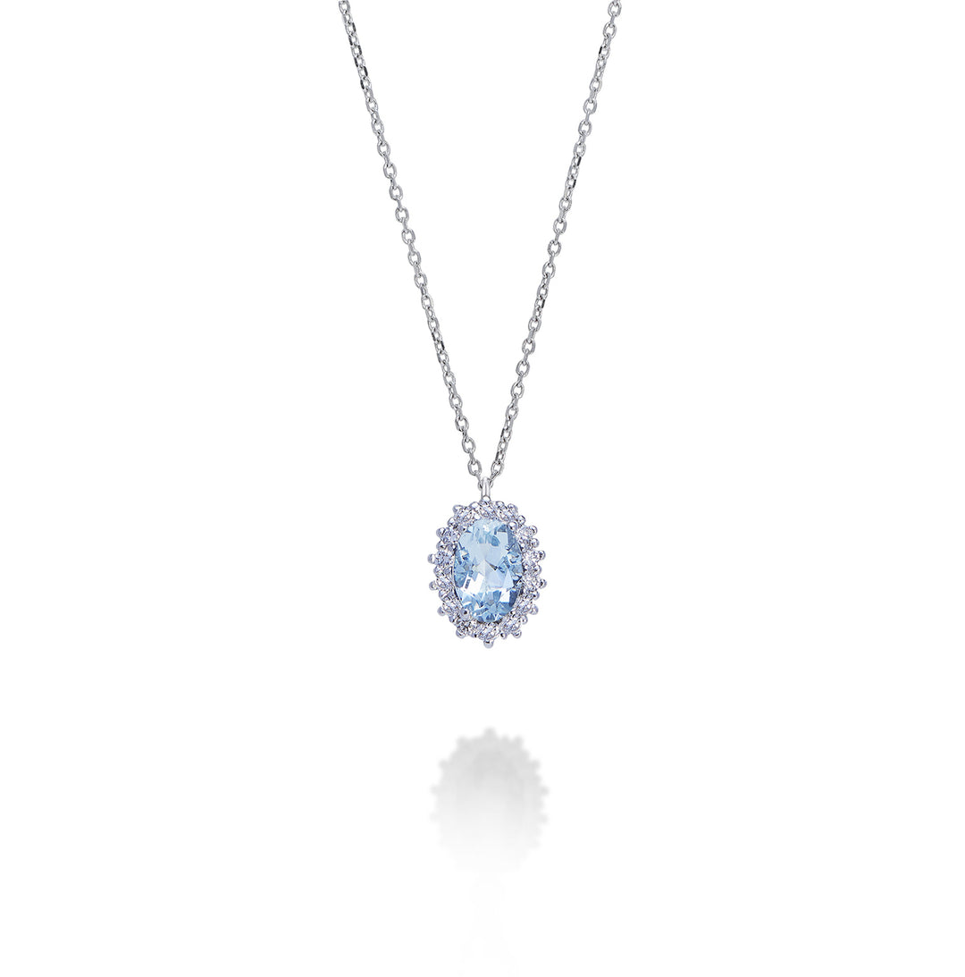 Nihama cl água-marinha oval 18k 6x4 ct.0,30 diam. 0,13 quilates ND5086O4AM