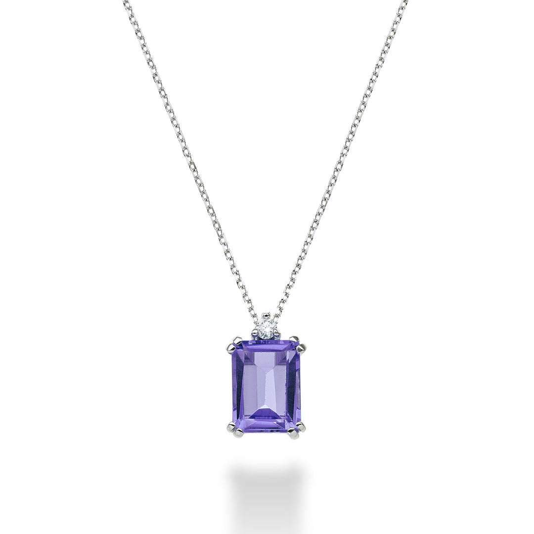 Nihama cl 18k ottekantet ametyst 8x6 ct.1,30 diam. ct.0,03 NPCL090DIAMET3O4
