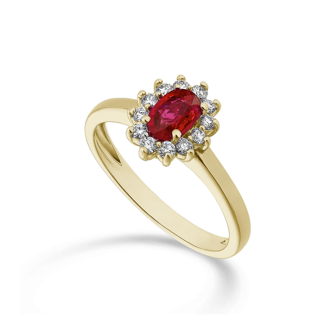 Mikiko ein 18k Rubin n. oval 6x4 ct. 0,62 Durchm. 0,23 ct Gelbgold MA5093O1RBN062