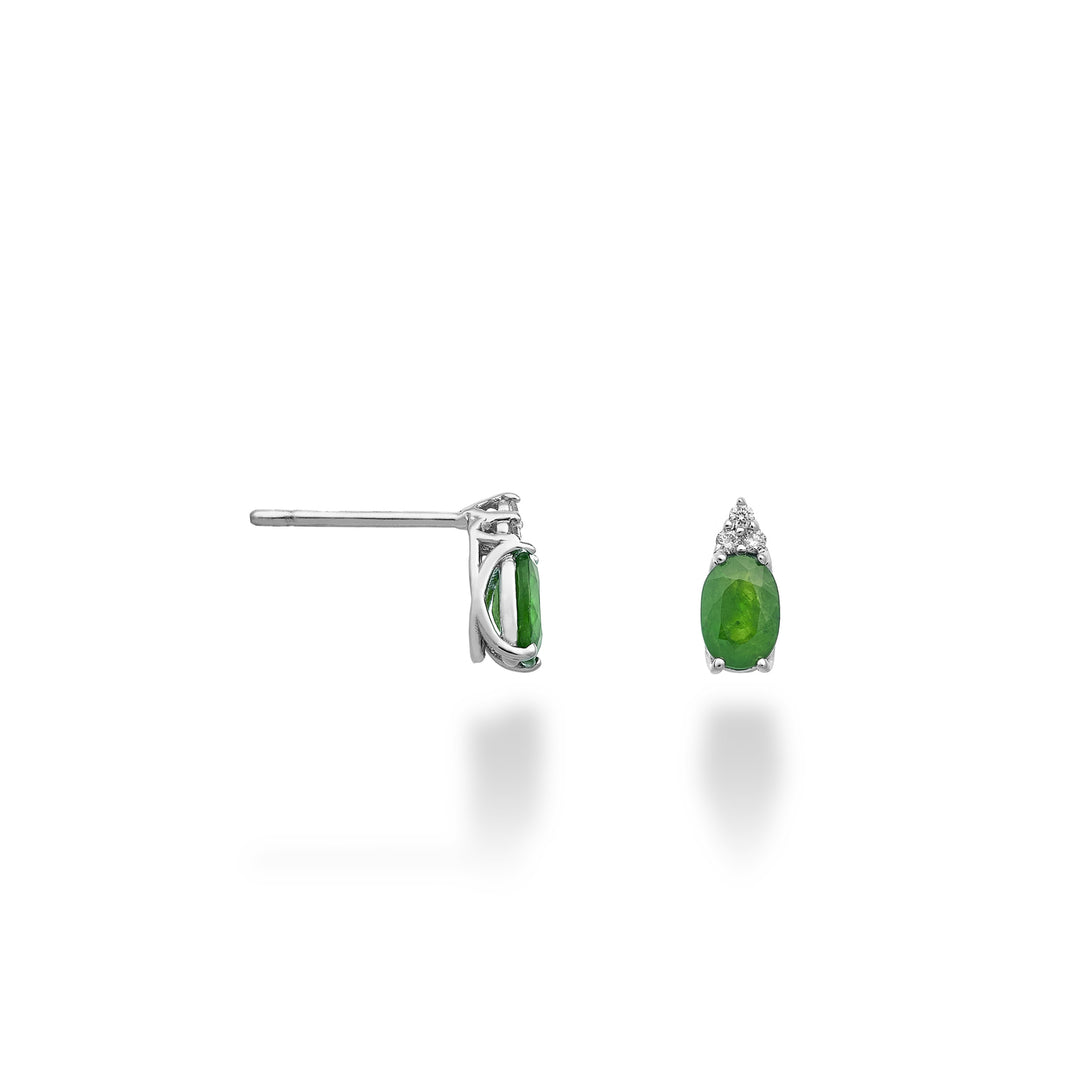 Nihama of 18k smaragd nr. 6x4 ovaal en drie diamanten NO5171O4SMN090