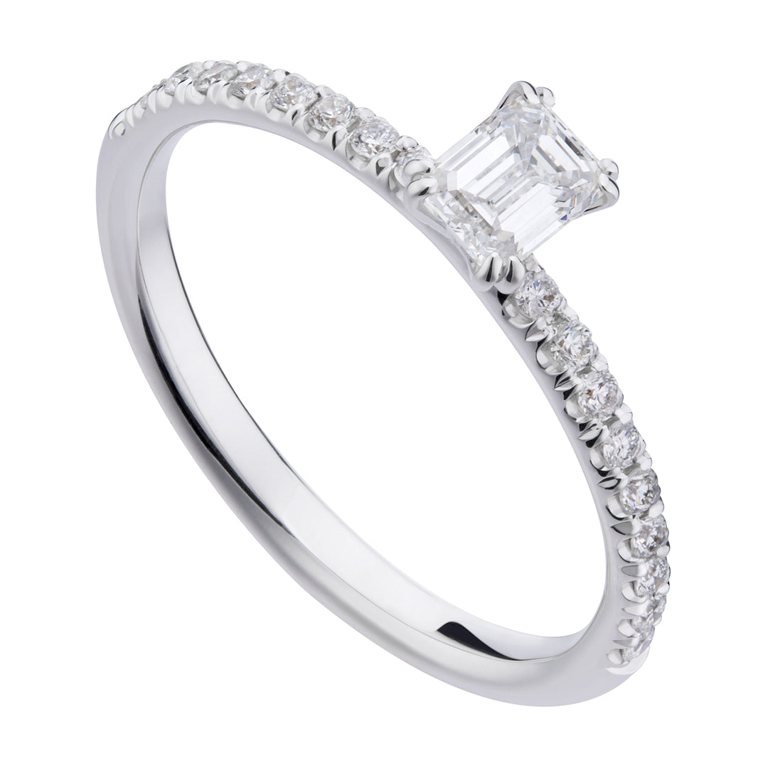 Anel solitário King do World Diamond Group com esmeralda de 0,40 quilates AEMC016DI1-19177110039