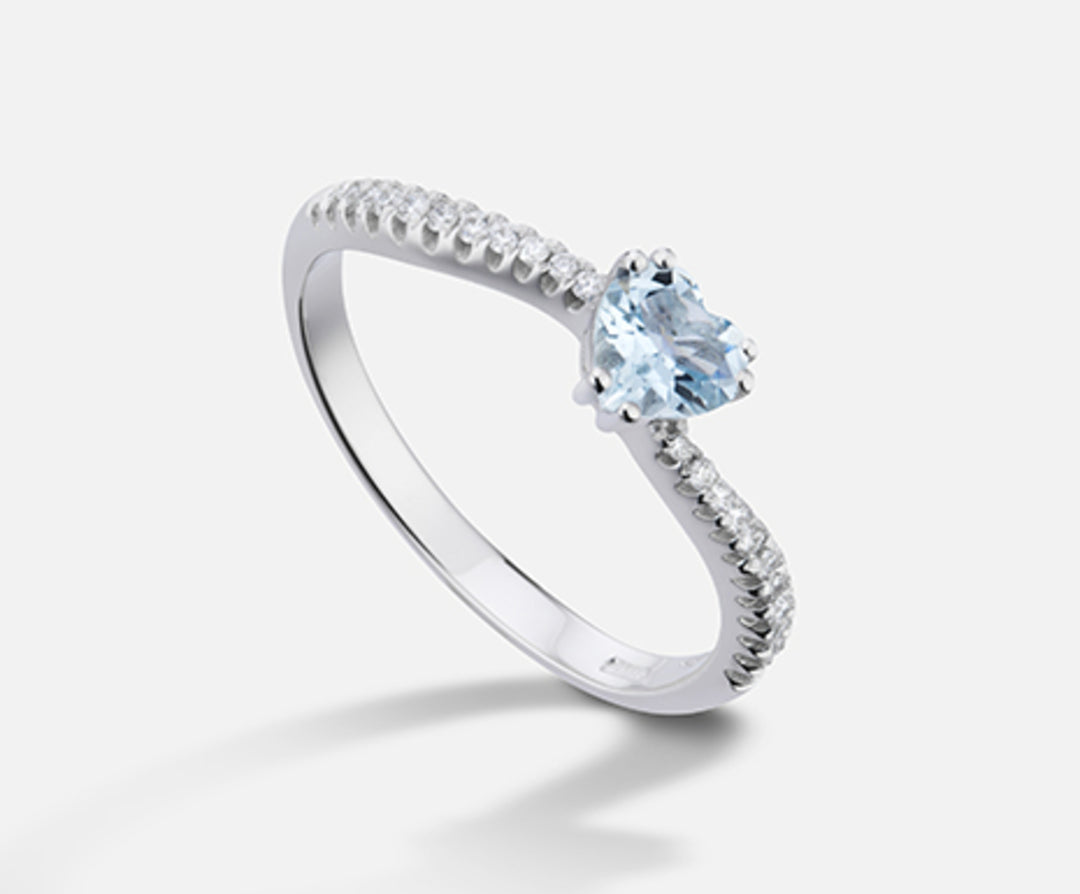 Nihama un corazón de aguamarina de 18k 5x5 ct.0,34 diam. 0,11 quilates NA5106O4AM034