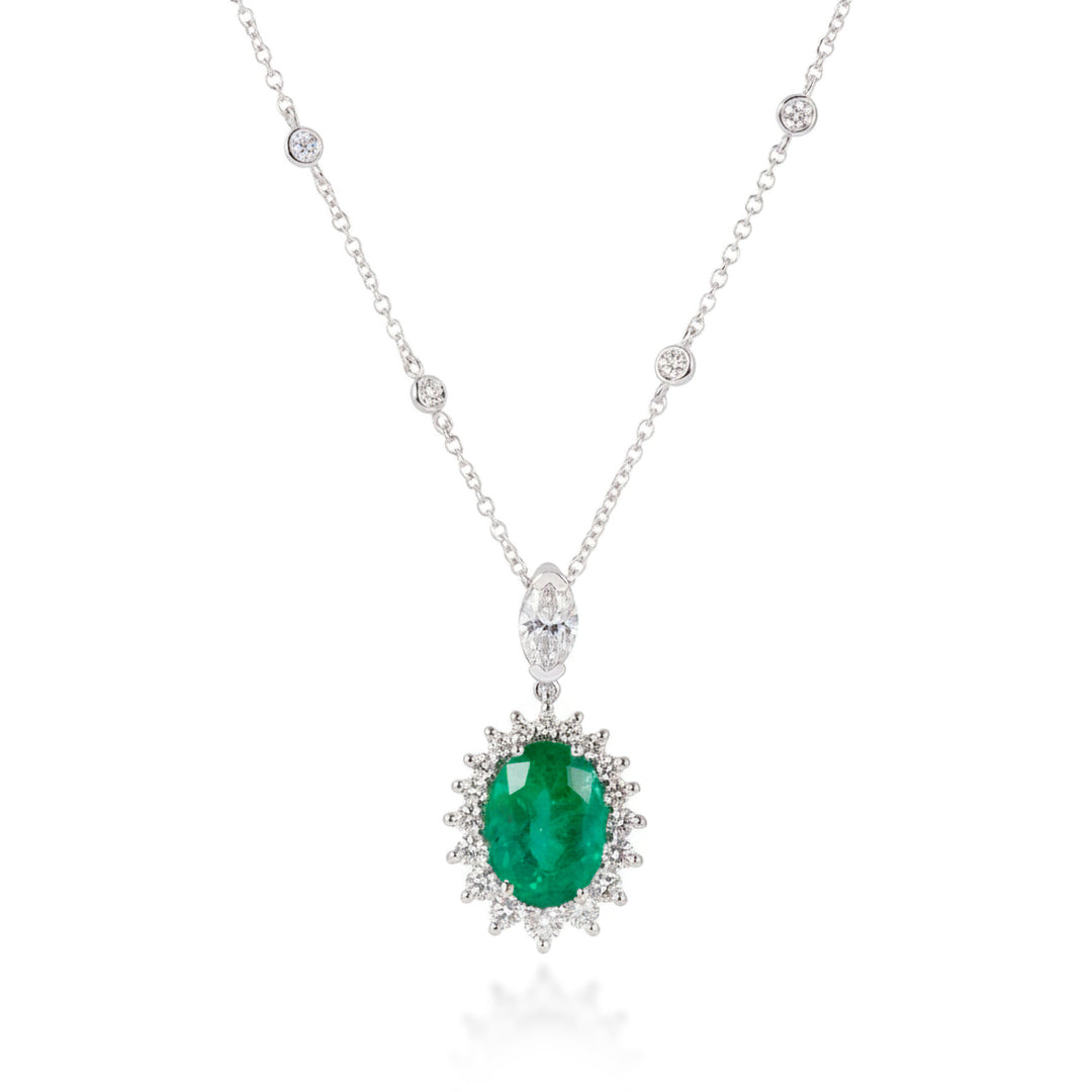 Golay soikea smaragdi choker 9x7 skalaari ääriviivat PCLC816DSM97-26029110087