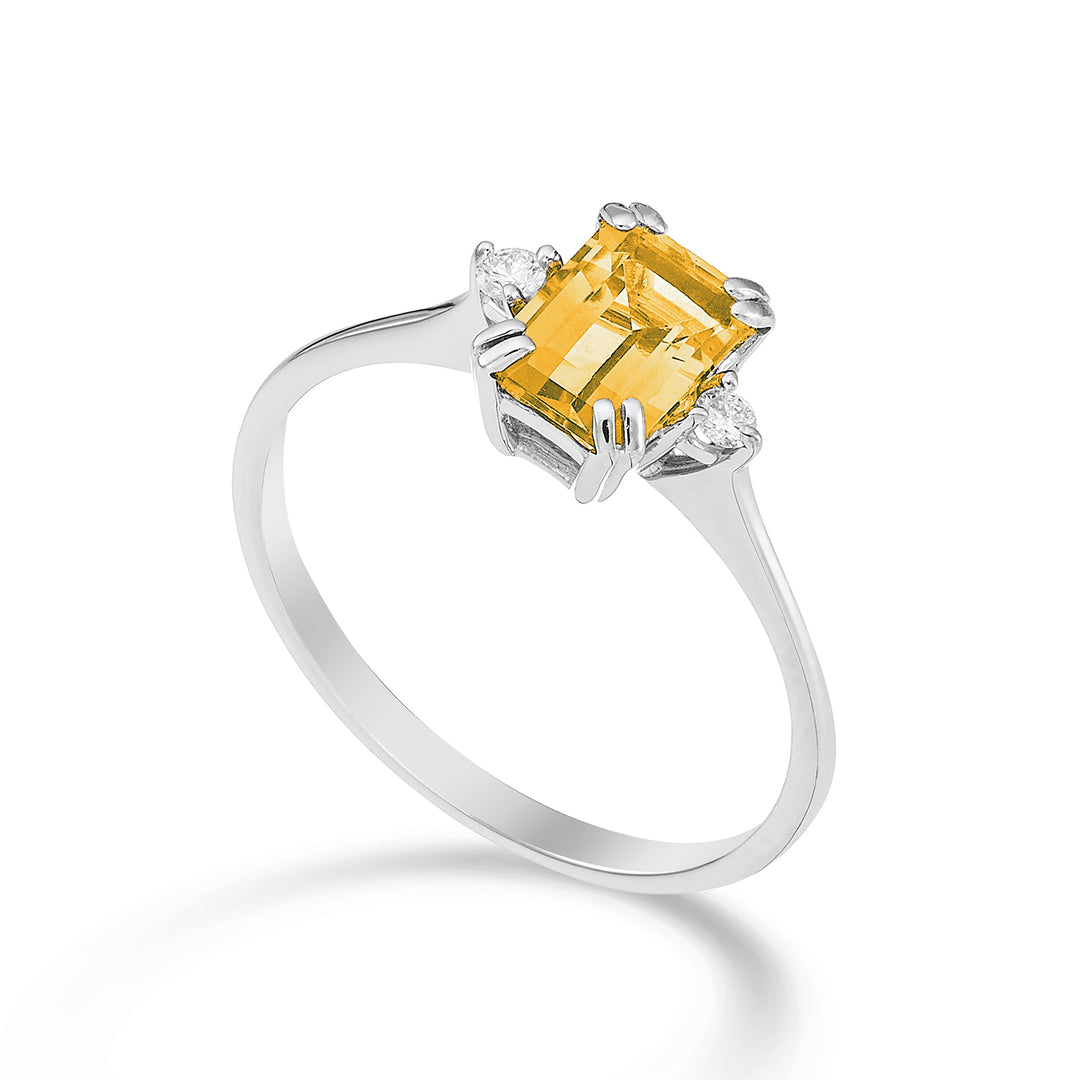 Mikiko an 18k citrino ottagonale 7x5 ct.0,85 diam. ct.0,05 MACL090DICITR2O4