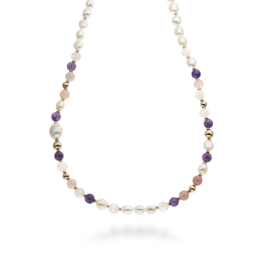 Mikiko cl ag925 fw bar 9/10 nucl. 11/12 Amethyst und rosa Opal 8 mm 60 cm MC7138A3AMETISTA