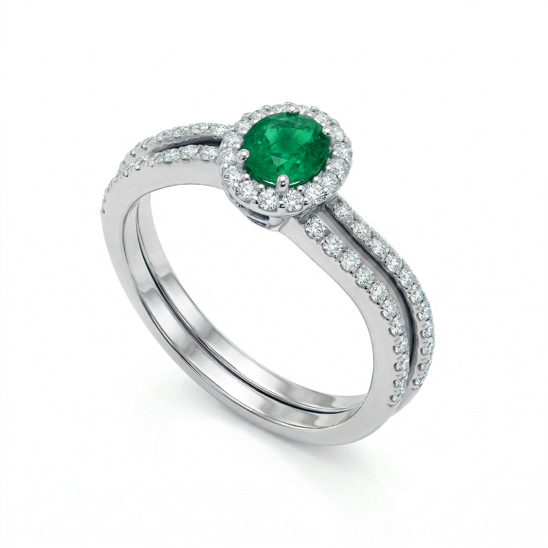 Anillo Golay esmeralda ovalada y contorno + tallo ACLC055DISM3-20252110015