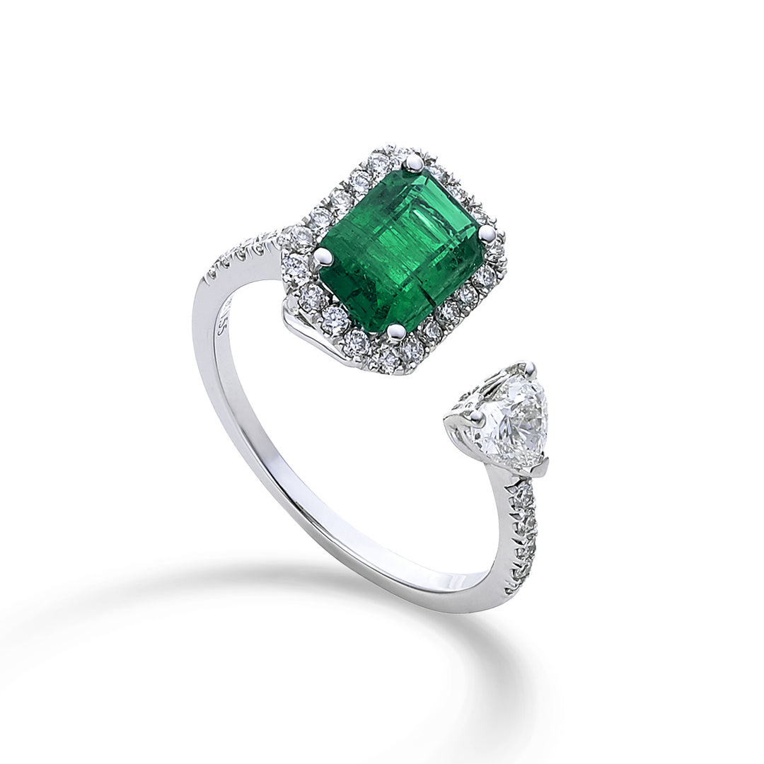 Δαχτυλίδι Golay counter σμαραγδί οκτ.8x6+διαμ καρδιά 0,25 ct ACLC304DISM-22188110035