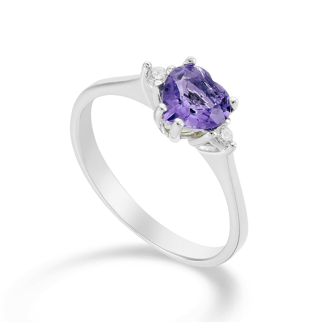Mikiko an 18k ametista cuore 6x6 ct.0,65 diam. ct.0,04 MACL198DIAMET66O4