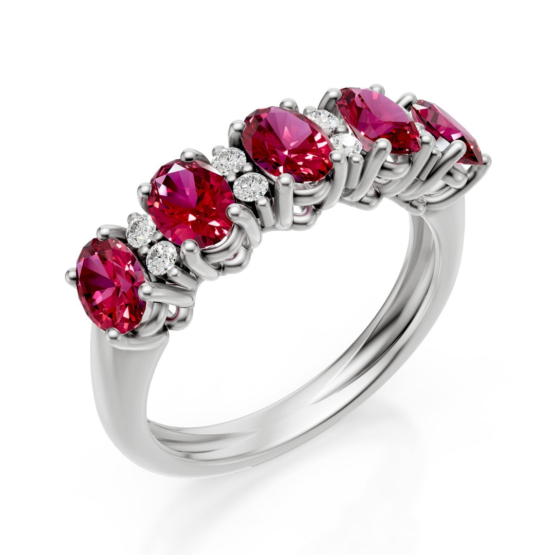 Bague demi-ronde Golay avec rubis ovales 5x3 et diamants AFMG733DIRU53B-26042110156