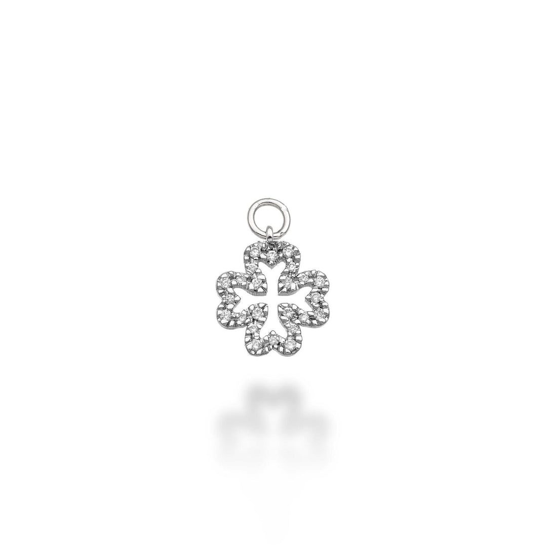 World Diamond Group kleiner vierblättriger Kleeblatt-Anhänger, 18 Karat ct. 0,08 g vs. Weißgold GCH223DIO4