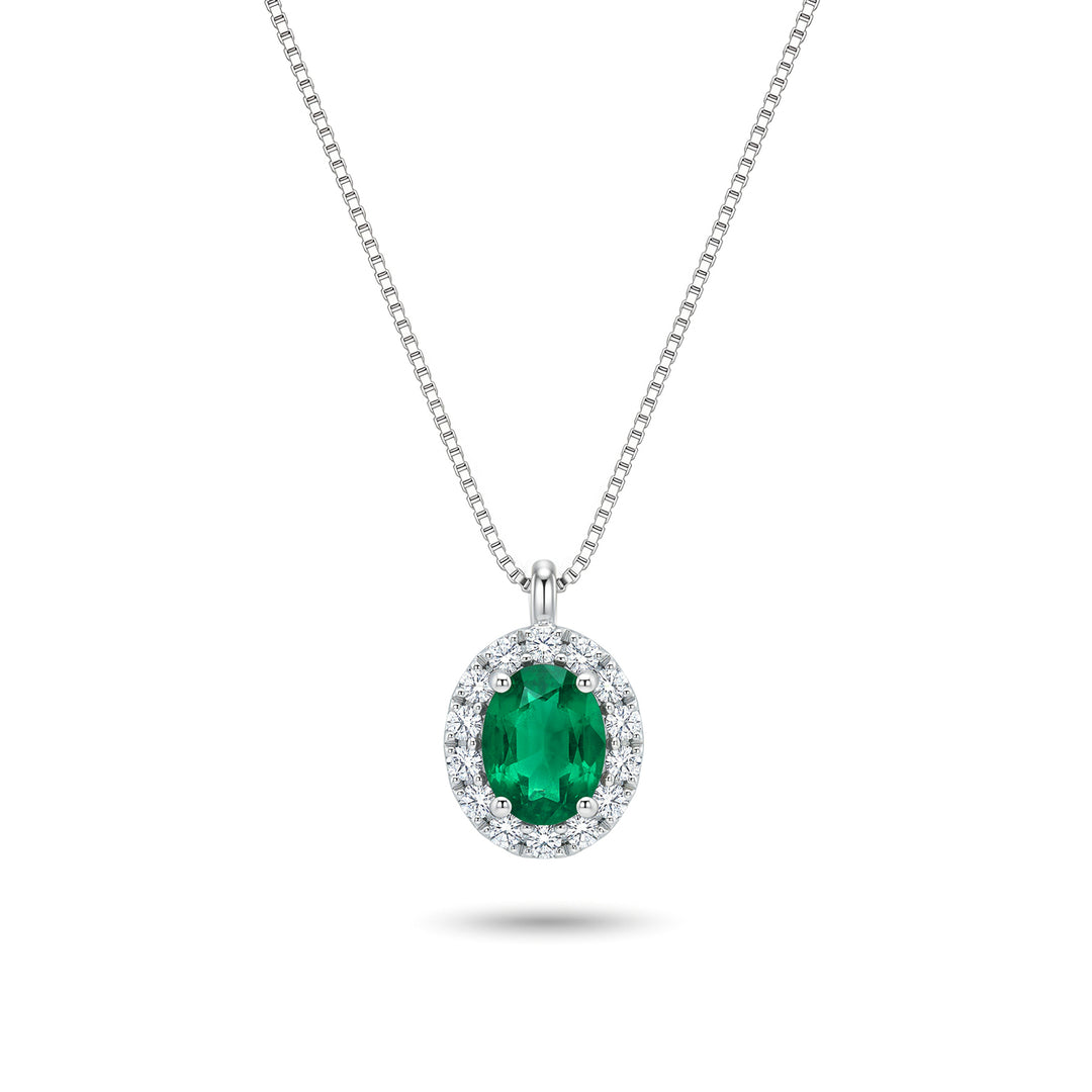 Mikiko cl 18k owalny szmaragdowy 5x4 z diamentową ramką MD5202O4BE