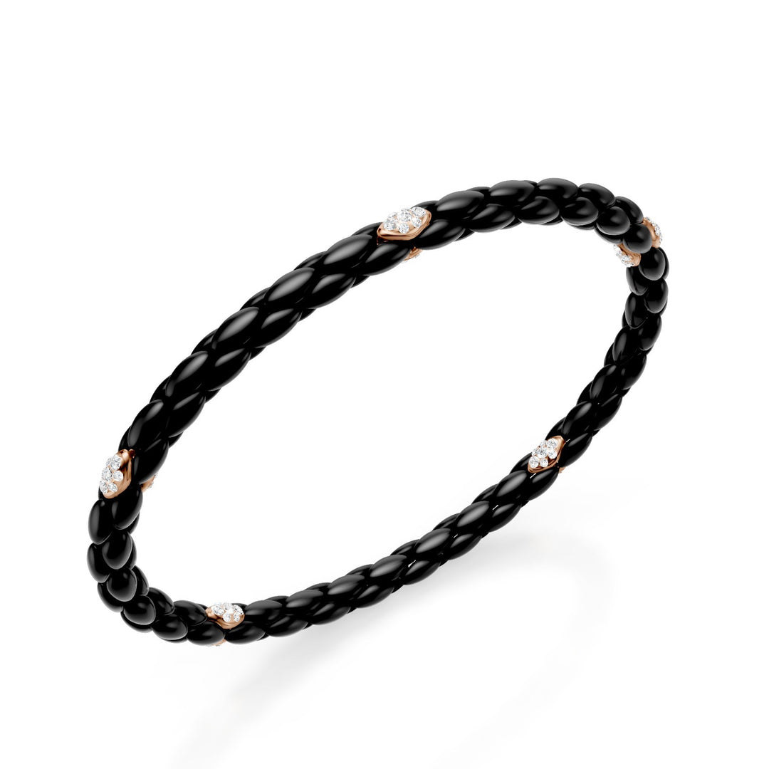 Golay black titanium bracelet, with 5 18kt rose gold pavet inserts, herringbone link, 17cm GBR032E5O3DINE-170