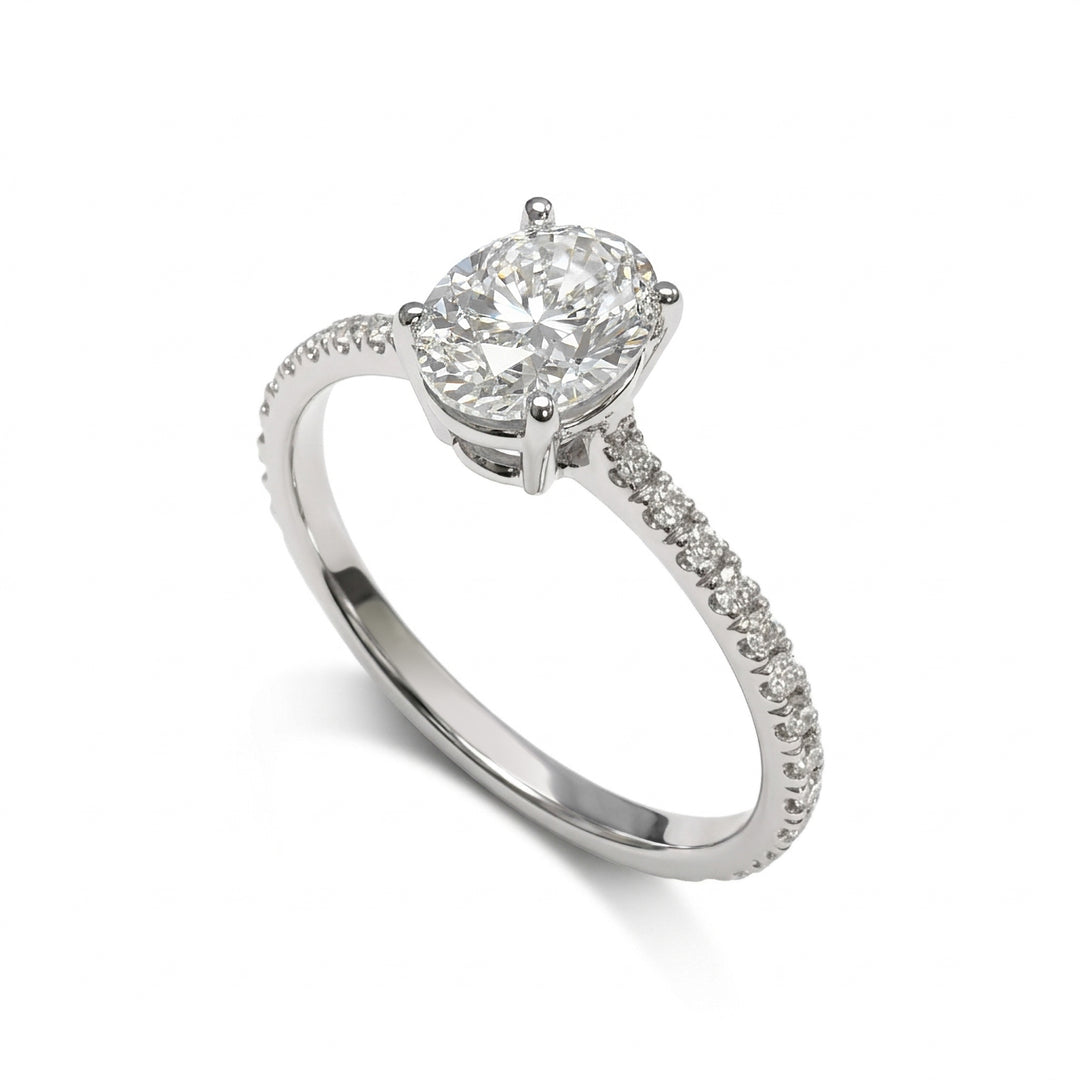 Anel solitário de diamante oval Golay, haste embutida ASL808D-26014110168