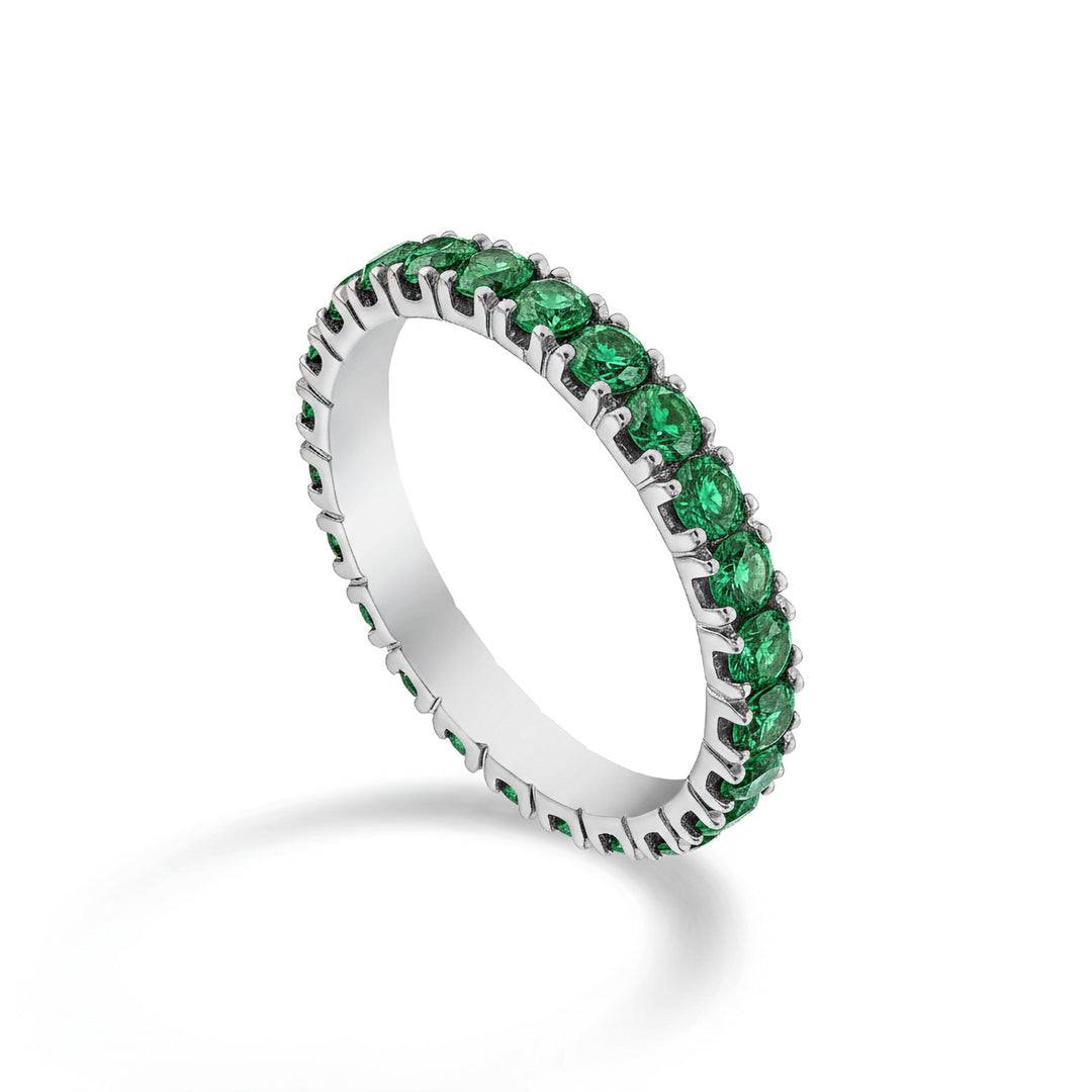 Anillo girodito Golay con esmeraldas en oro blanco talla 14 AETL022SM075B-14