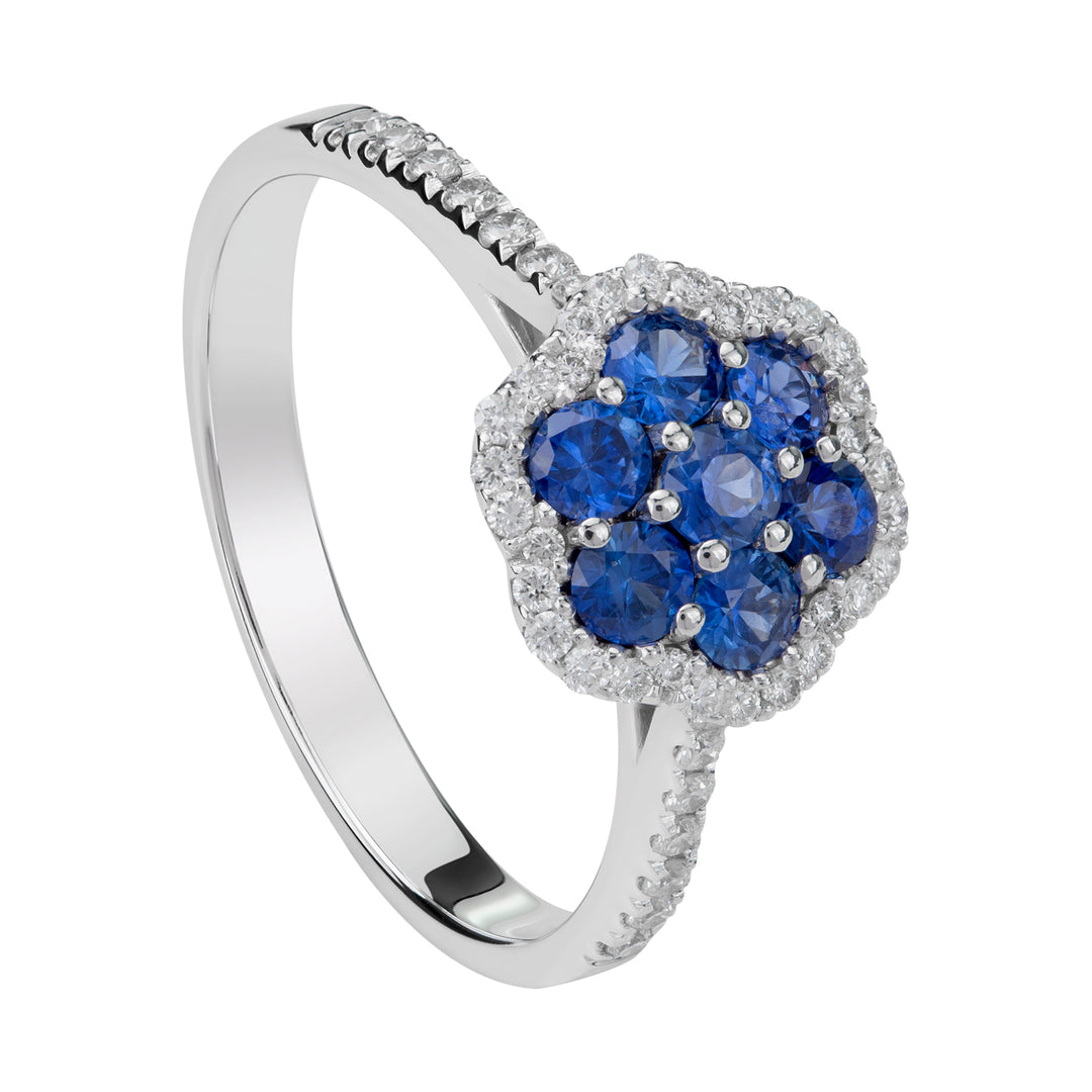 Bague fleur multistone Golay avec saphirs pavés blancs APV007DIZB-22144110011