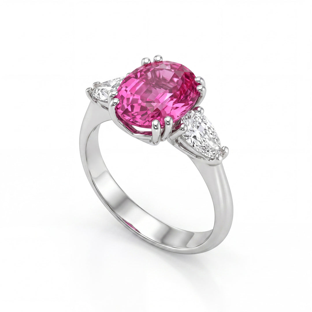 Golay ring z.pink oval 10x8 and diamonds drops 0.30ct ACLC425DIZP108-24067110187