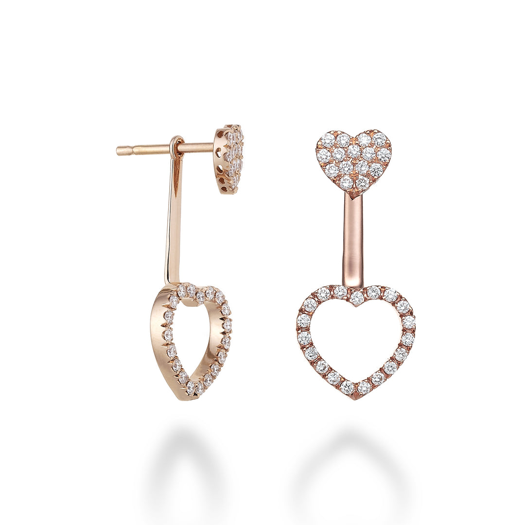 Golay amami oorbellen met 2 bungelende hartjes met diamant OFCU008DI-22013110025