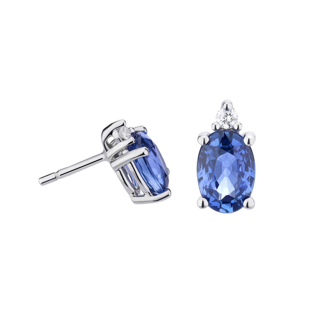 Golay 6x4 oválné safírové a diamantové náušnice OCL092DIZB1-25293110068